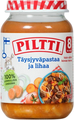 Piltti Wholelgrain pasta with meat 190g 8 months